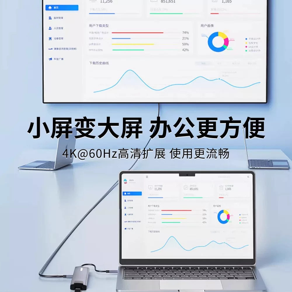 电脑扩展器typec拓展坞HUB集线器PD快充