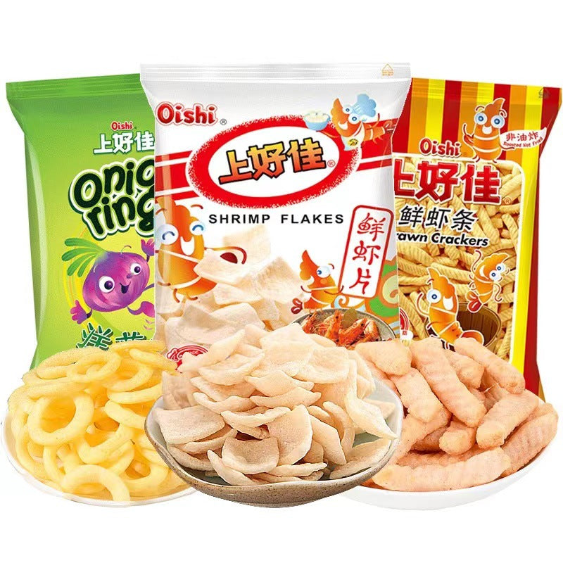 上好佳40-50g鲜虾片虾条 洋葱圈 田园薯片